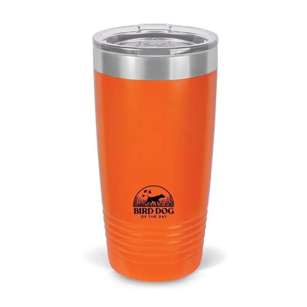 Orange Dog Tumbler with Silver Lid